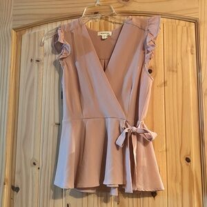 Maeve Mauve Ruffle Wrap Blouse
